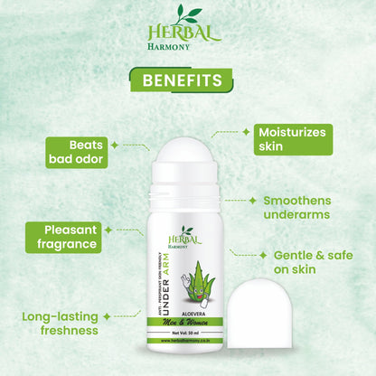 "Herbal Harmony Aloe Vera Antiperspirant Roll-On: Skin-Friendly, Unisex Formula" (50 ml)(Buy 1 Get 1 Free )