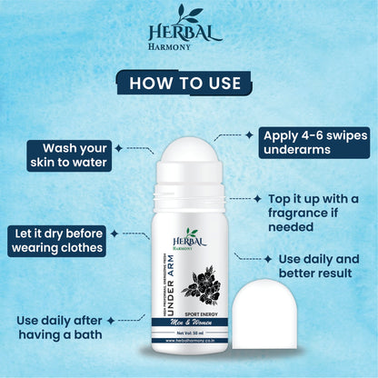"Herbal Harmony Sport Energy Antiperspirant Roll-On: High-Performance Freshness for Active Days" (50 ml)(Buy 1 Get 1 Free )